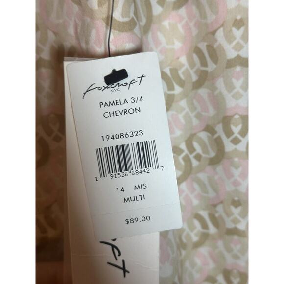 Foxcroft Womens Sz 14 Heritage Non-Iron 100% Cotton Pamela Chevron 3/4 Sleeve - Picture 3 of 11